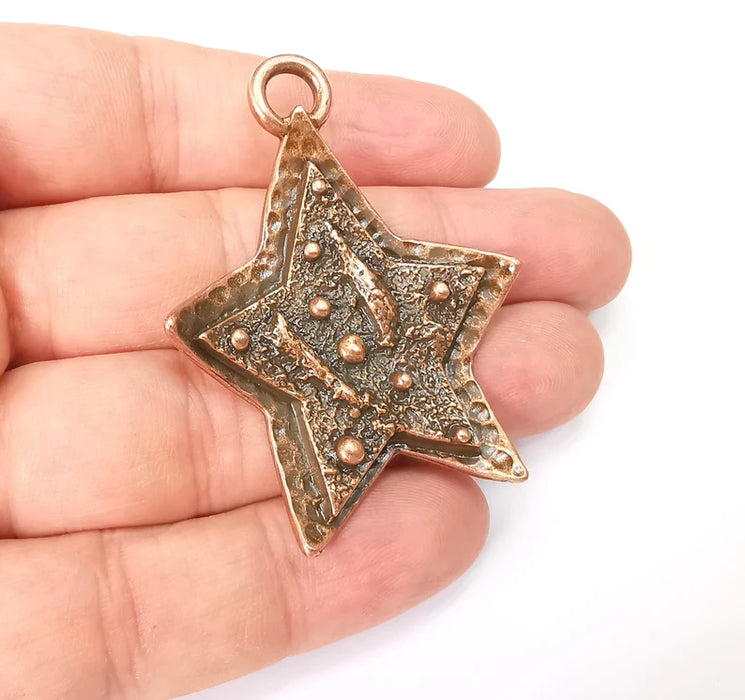 Star Charms, Falling Star Charm, Antique Copper Plated Night Sky Charms (56x43mm) G29017