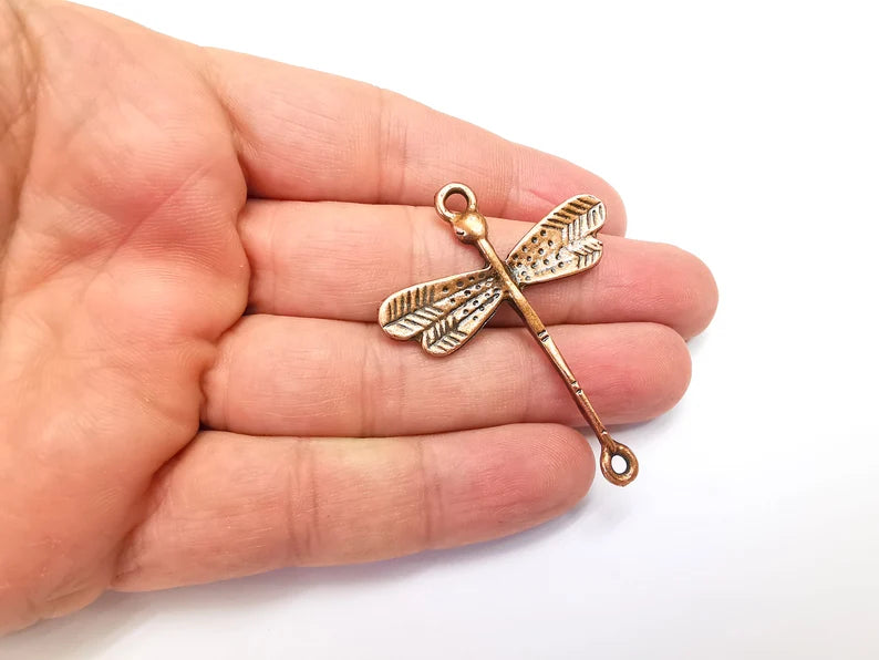 Dragonfly Charms Pendant Connector Antique Copper Plated (54x42mm) G29104