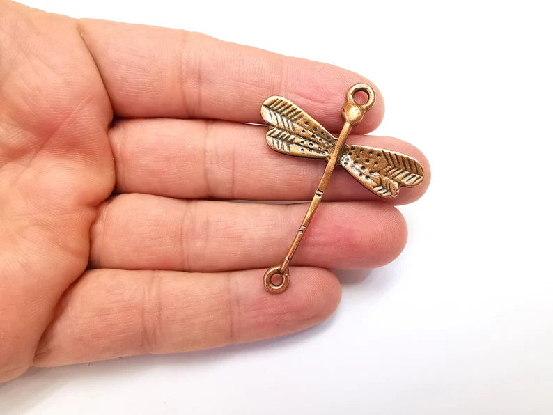 Dragonfly Charms Pendant Connector Antique Copper Plated (54x42mm) G29104