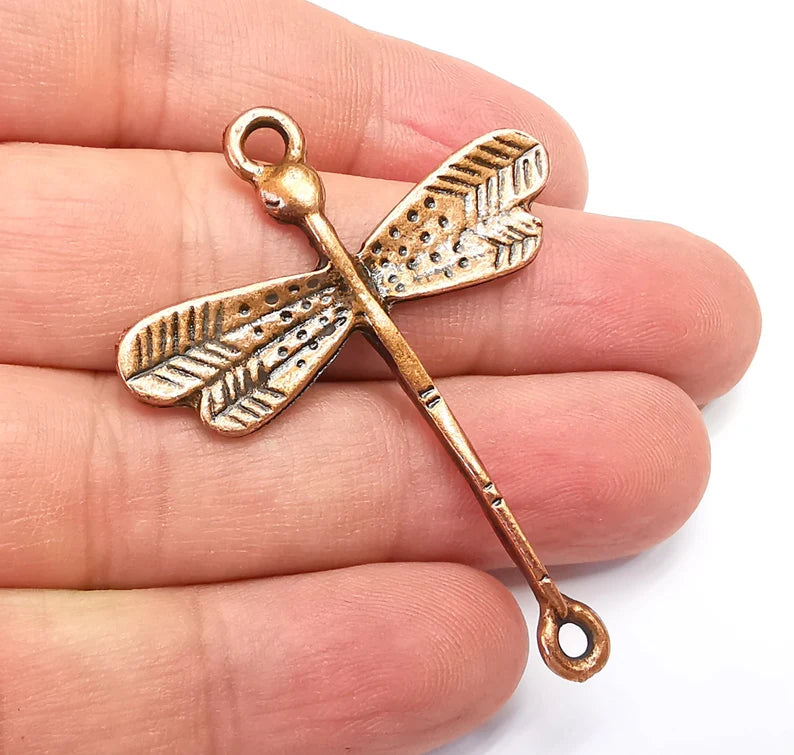 Dragonfly Charms Pendant Connector Antique Copper Plated (54x42mm) G29104