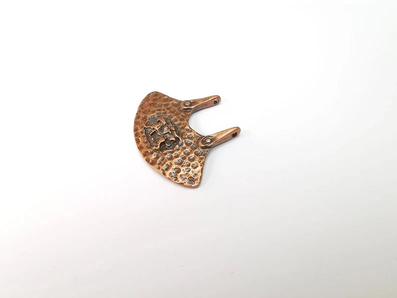 Cavalry Rider Connector Charms, Antique Copper Plated Hammered Pendant (43x34mm) G29019