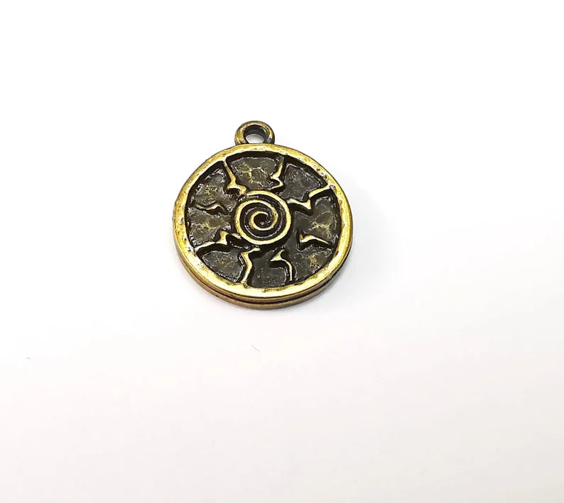 2 Antique Bronze Plated Charms, Sun Charm (22x19mm) G29102