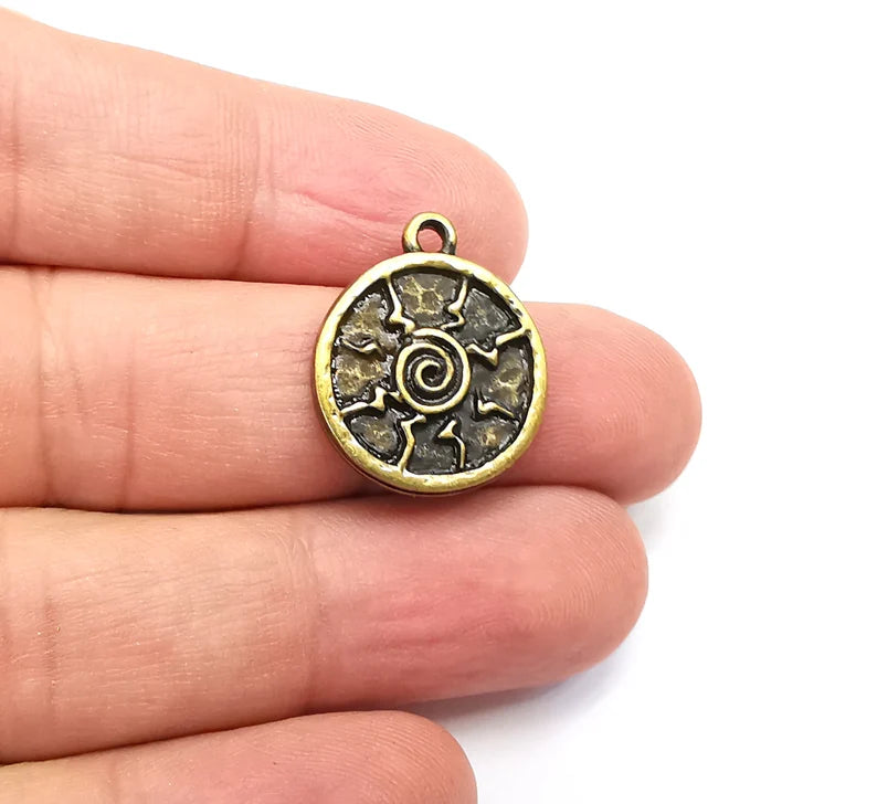 2 Antique Bronze Plated Charms, Sun Charm (22x19mm) G29102