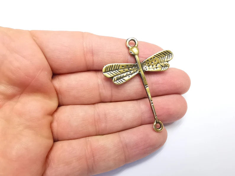 Dragonfly Charms Pendant Connector Antique Bronze Plated (54x42mm) G29101