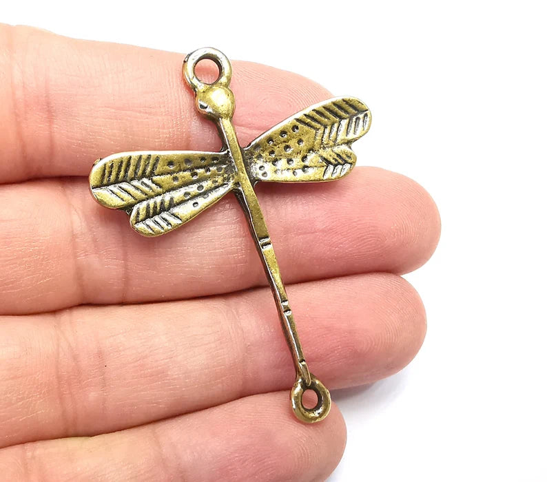 Dragonfly Charms Pendant Connector Antique Bronze Plated (54x42mm) G29101