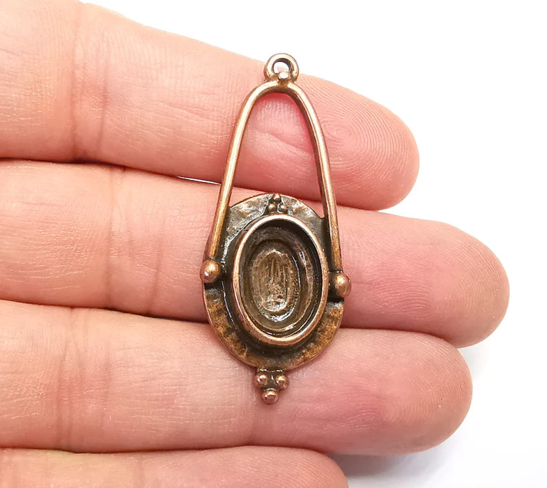 Unique Charms Pendant Bezels, Resin Blank, inlay Mountings, Mosaic Frame, Cabochon Bases Flower Settings Antique Copper (14x10mm) G29109