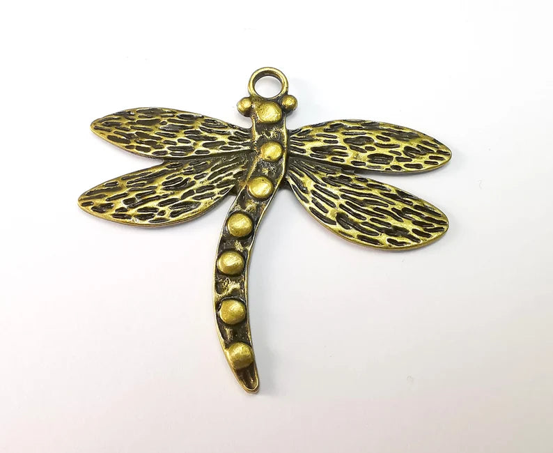 Dragonfly Pendant Charms Antique Bronze Plated (70x62mm) G29118
