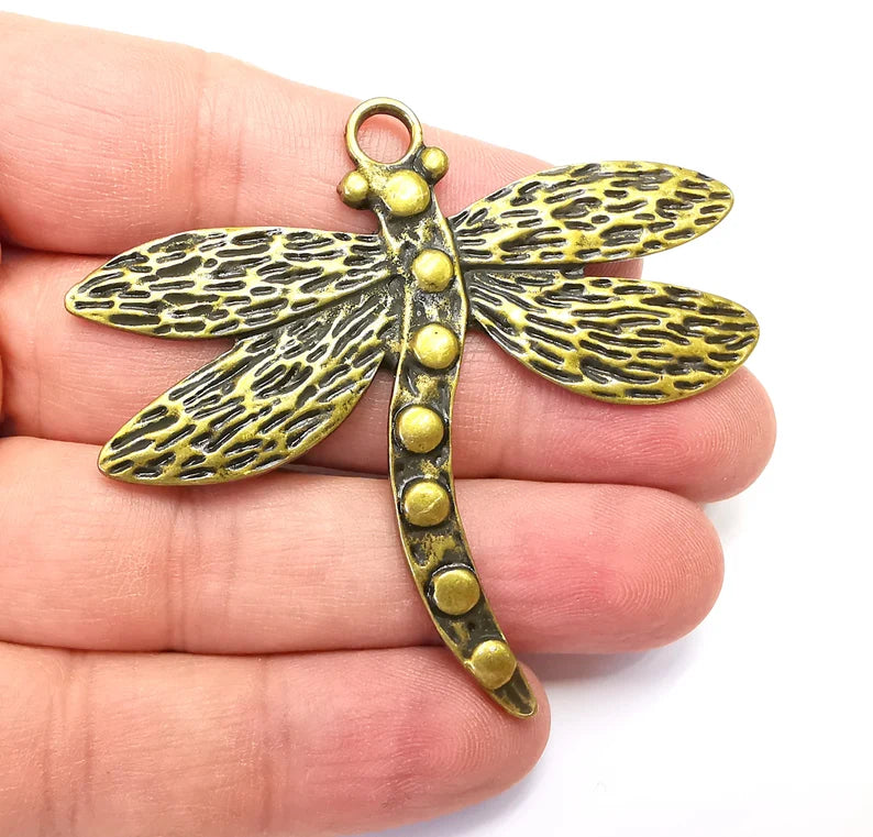Dragonfly Pendant Charms Antique Bronze Plated (70x62mm) G29118