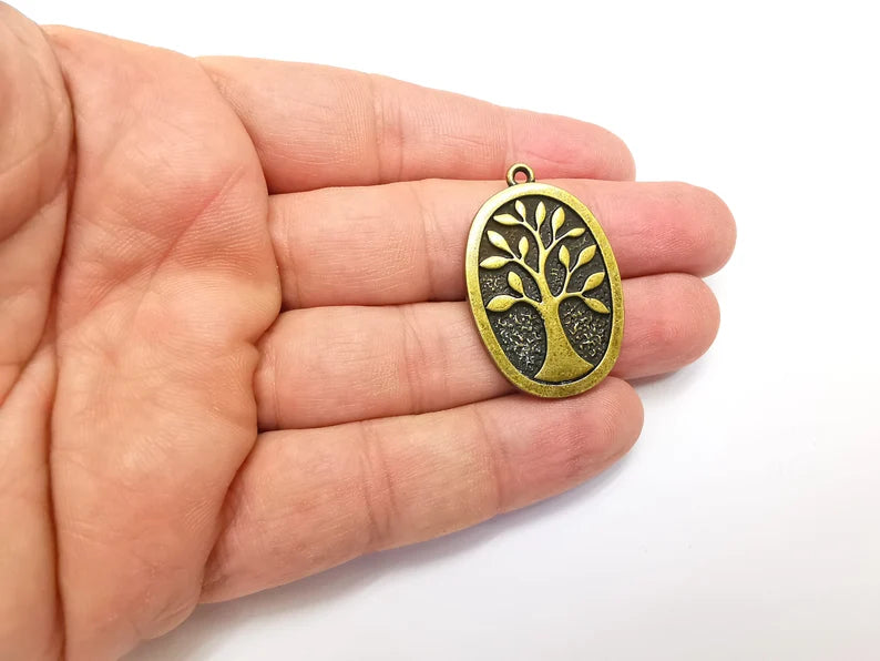 Tree Charms Antique Bronze Plated DIY Charms, Dangle Earring Component (37x25mm) G29121