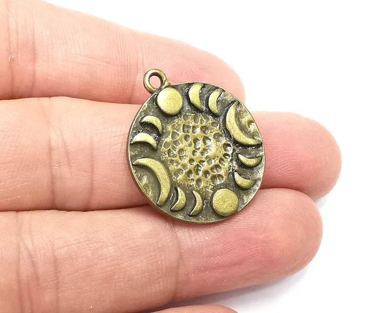 Crescent Moon Charms, Phase of the moon, Antique Bronze Plated Charms (29x25mm) G29128