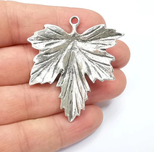 Leaf Pendant Charms Antique Silver Plated Charms (44mm) G29136
