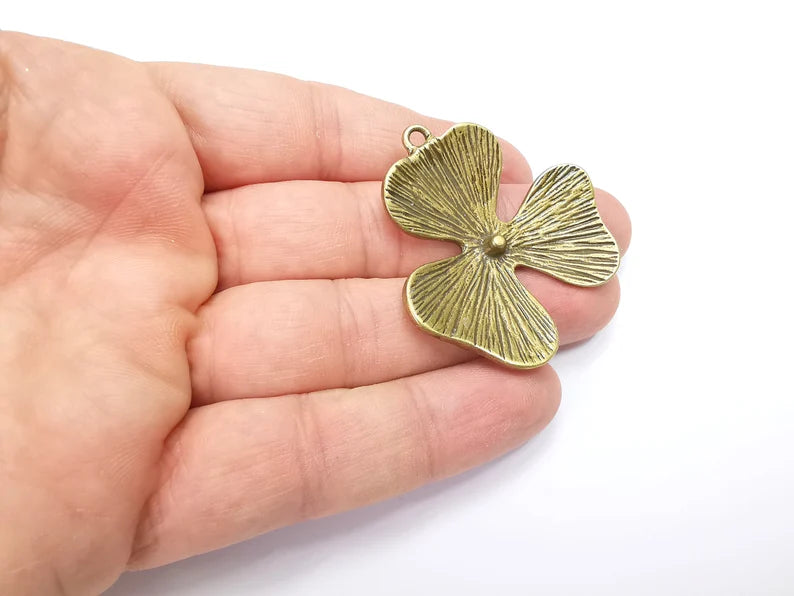 Flower Pendant Charms Antique Bronze Plated Charms (44mm) G29140