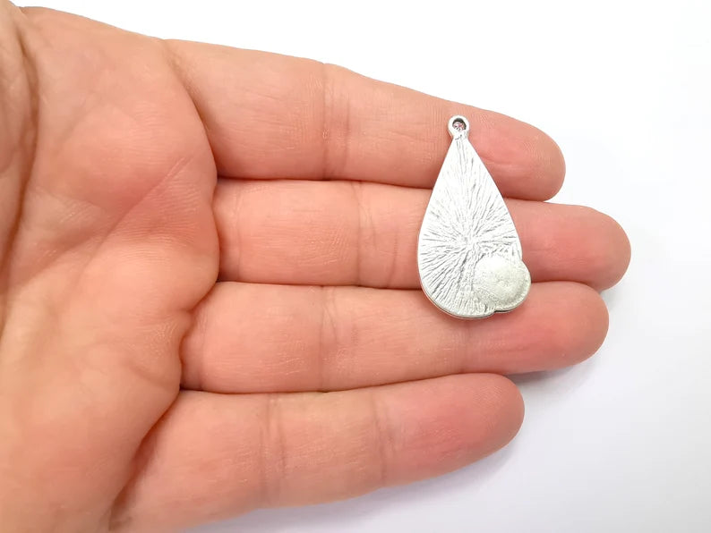 Antique Silver Charms Pendant Bezel, Resin Blank, inlay Mounting, Mosaic Frame Cabochon Base, Antique Silver Plated (8mm) G29145