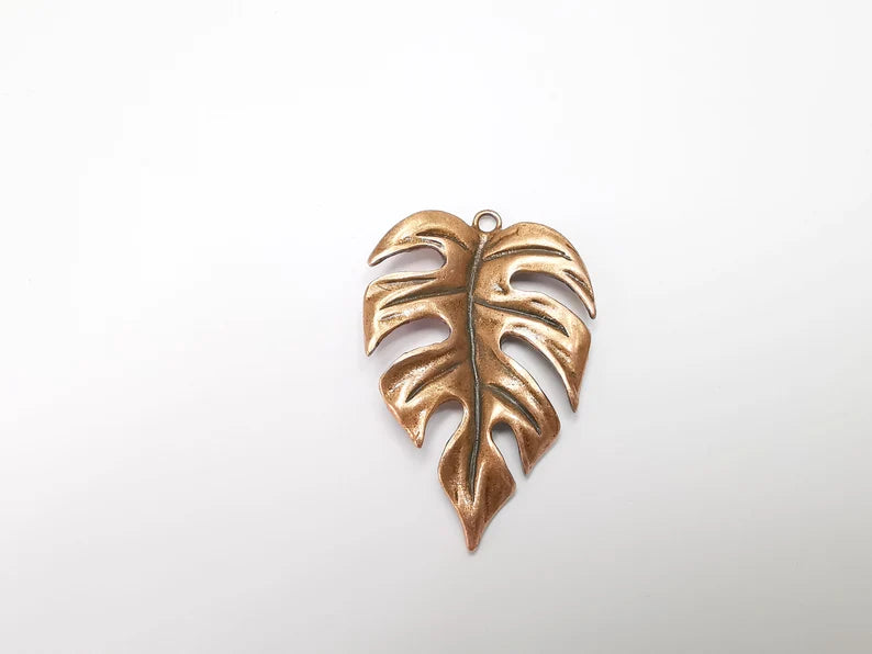 Monstera Leaf Charms Pendant Antique Copper Plated (59x39mm) G29150