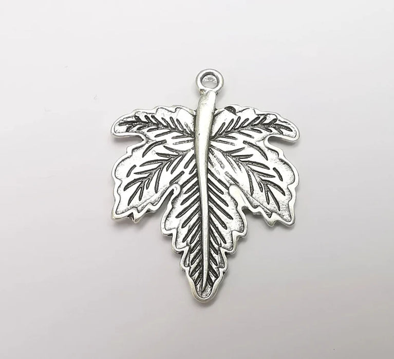 Leaf Pendant Charms Antique Silver Plated Charms (44x35mm) G29152