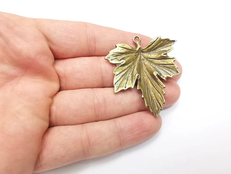 Leaf Pendant Charms Antique Bronze Plated Charms (44mm) G28877