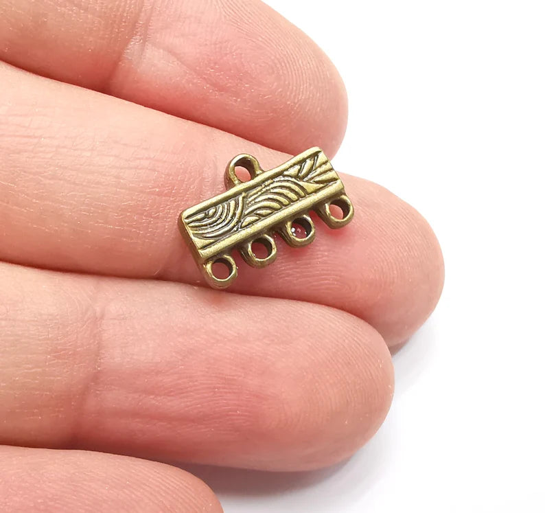 4 Separator Findings, End Bar Findings Antique Bronze Plated (16x10mm) G29164