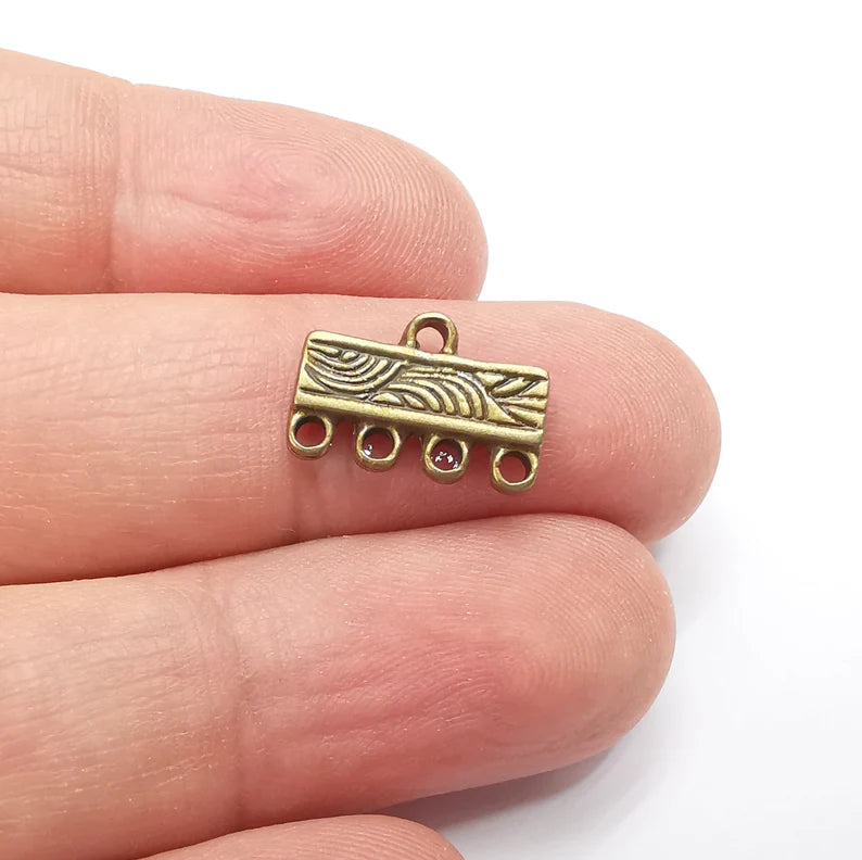 4 Separator Findings, End Bar Findings Antique Bronze Plated (16x10mm) G29164