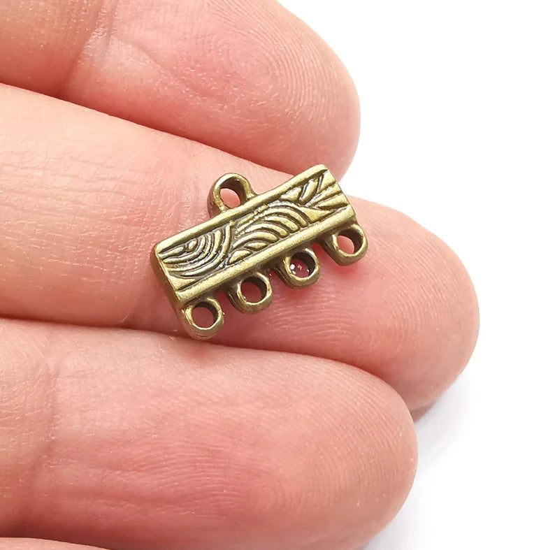 4 Separator Findings, End Bar Findings Antique Bronze Plated (16x10mm) G29164