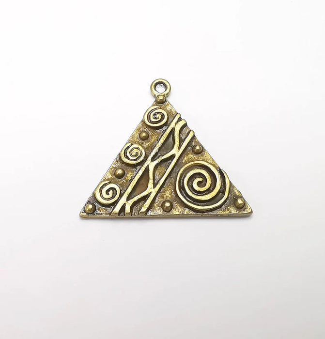 Unique Triangle Bronze Charms, Antique Bronze Plated (31mm) G29166