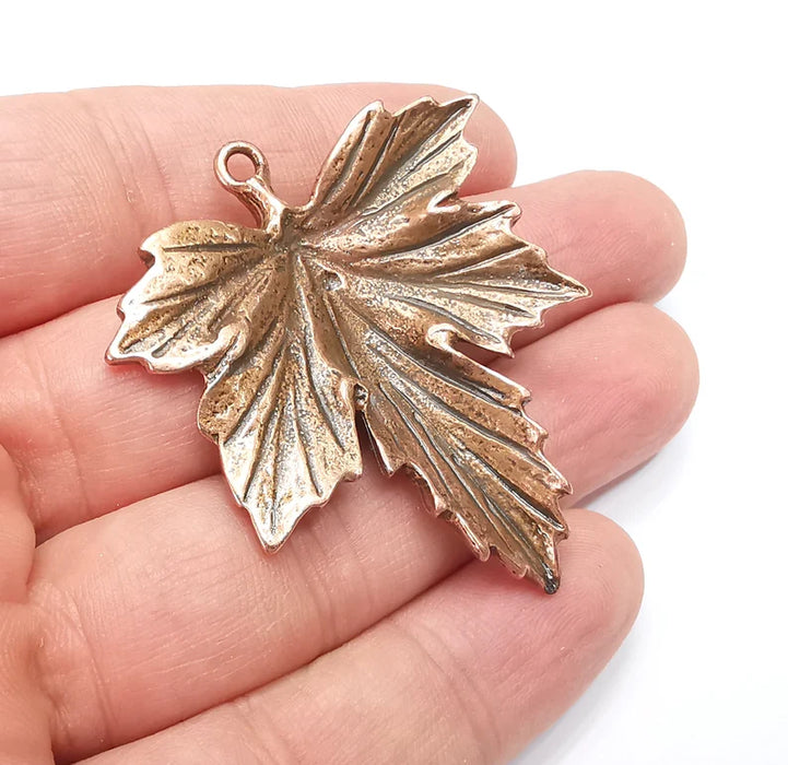 Leaf Pendant Charms Antique Copper Plated Charms (44mm) G29176