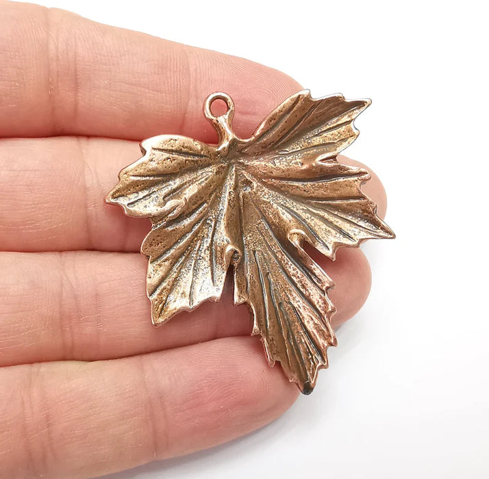 Leaf Pendant Charms Antique Copper Plated Charms (44mm) G29176