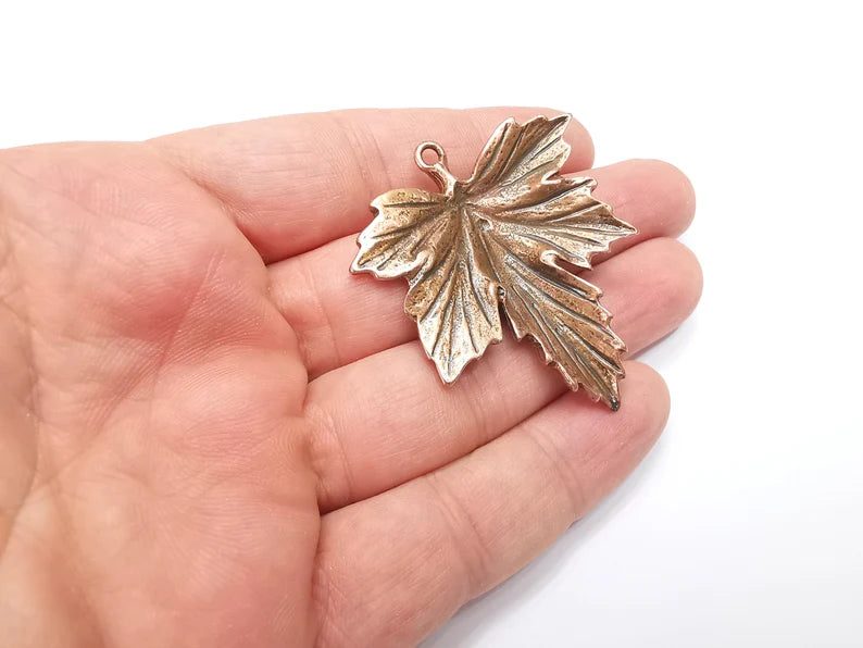 Leaf Pendant Charms Antique Copper Plated Charms (44mm) G29176