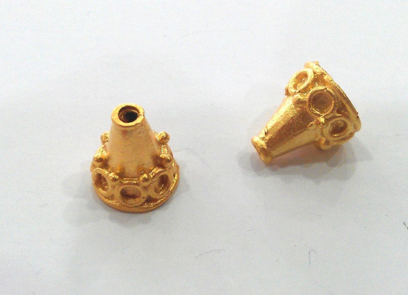 2 Pcs Cone Findings , Gold Plated Brass G25805