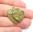 Heart Lotus Charms Pendant Antique Bronze Plated (28x28mm) G29200