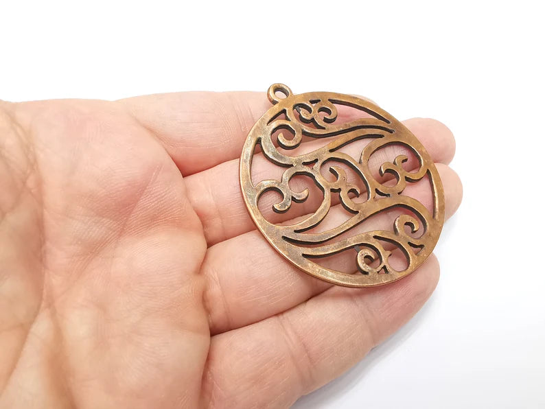 Branch Filigree Pendant Antique Copper Plated Pendant (60x53mm) G29203