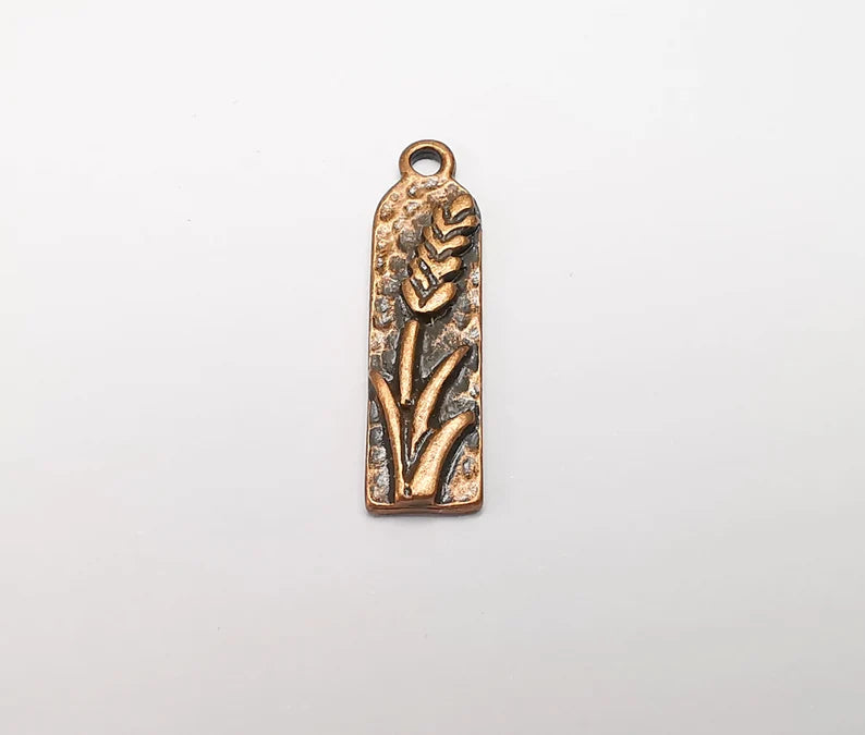 Flower Charms, Lavender Charms, Virgo Wheat Charms, Antique Copper Plated (29x7mm) G29208