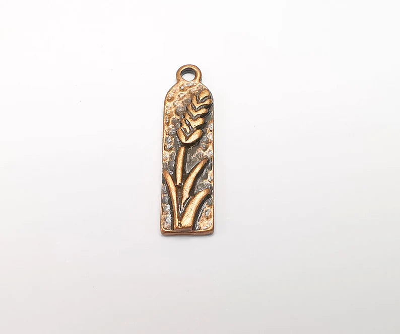 Flower Charms, Lavender Charms, Virgo Wheat Charms, Antique Copper Plated (29x7mm) G29208