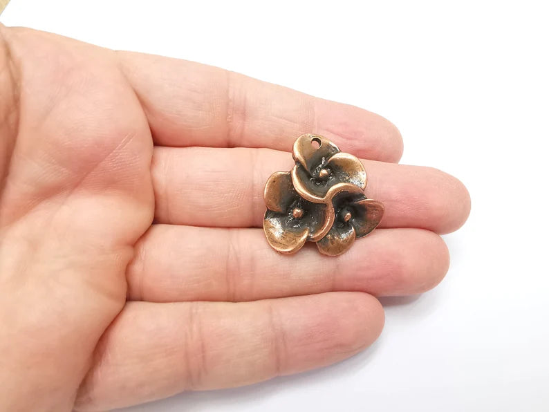 Flower Charms Pendant Antique Copper Plated Charms (29x29mm) G29210