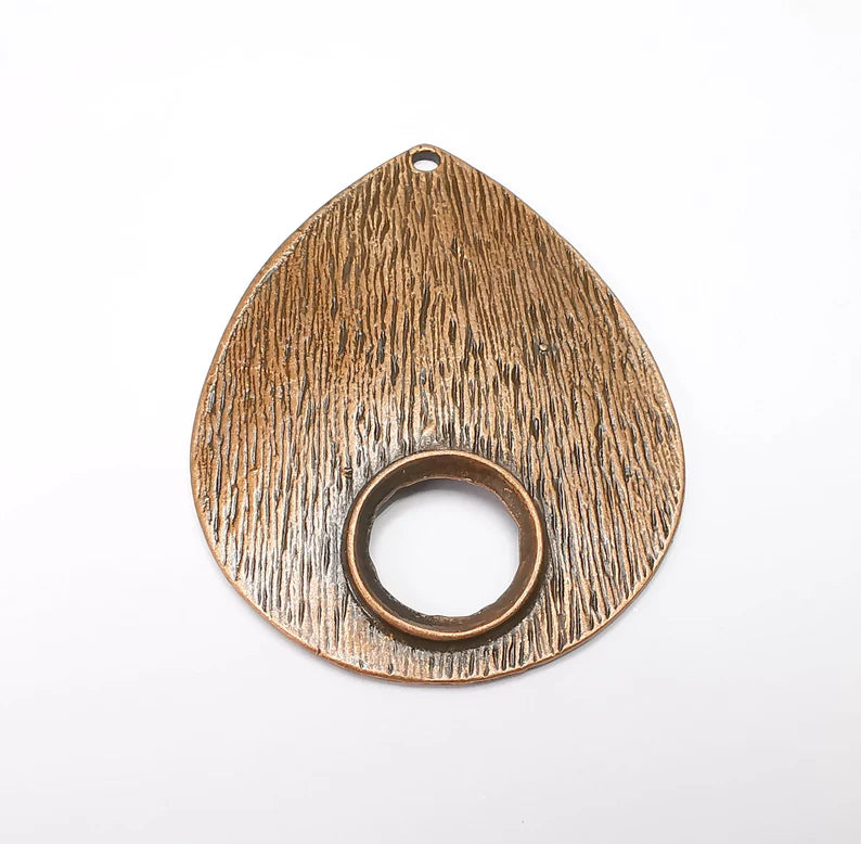 Antique Copper Pendant Blank Cabochon Base, Antique Copper Plated Medallion (71x54mm) G29215