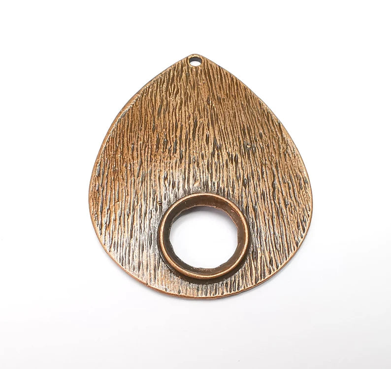 Antique Copper Pendant Blank Cabochon Base, Antique Copper Plated Medallion (71x54mm) G29215
