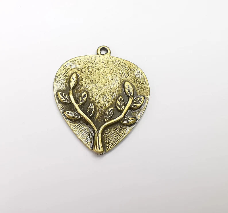 Branch Leaf Charms Plant Nature Charms Pendant Antique Bronze Plated Charms (34x28mm) G29219