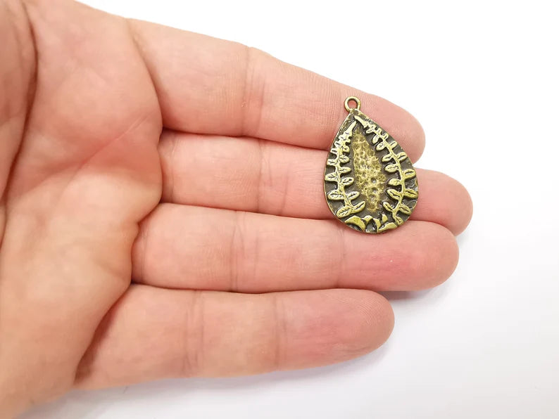 Fern Charms Antique Bronze Plated Drop Charms (34x23mm) G29220