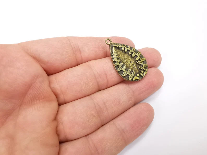 Fern Charms Antique Bronze Plated Drop Charms (34x23mm) G29220