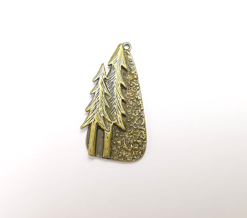 Trees Charms Antique Bronze Plated Brushed Charms (40x19mm) G29226