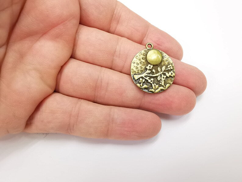 Flowering Tree Charms, Antique Bronze Plated Charms (29x25mm) G29227