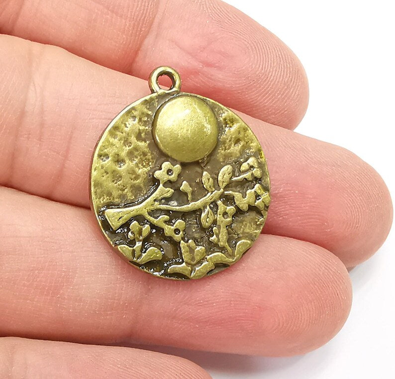 Flowering Tree Charms, Antique Bronze Plated Charms (29x25mm) G29227