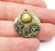 Garden Flowers Charms Hammered Disc Pendant Antique Bronze Plated (28x25mm) G29235