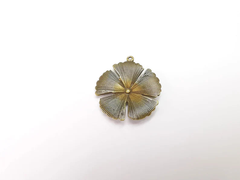 Flower Charms Pendant Antique Bronze Plated (42x38mm) G29239