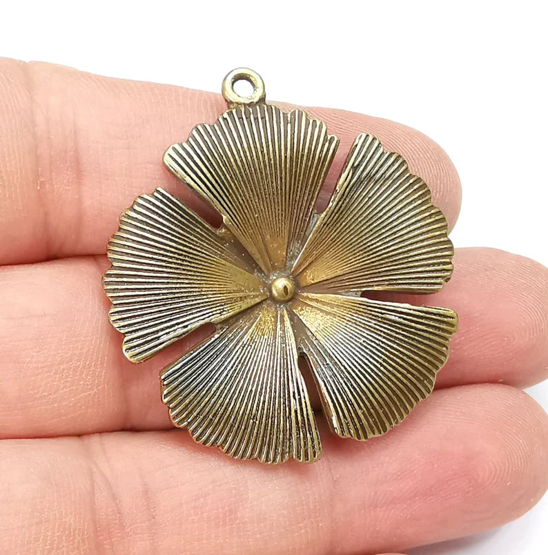 Flower Charms Pendant Antique Bronze Plated (42x38mm) G29239