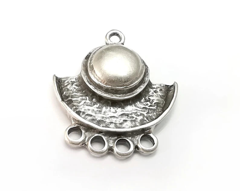 Ethnic Connector Charms, Antique Silver Plated Charms (29x26mm) G29041