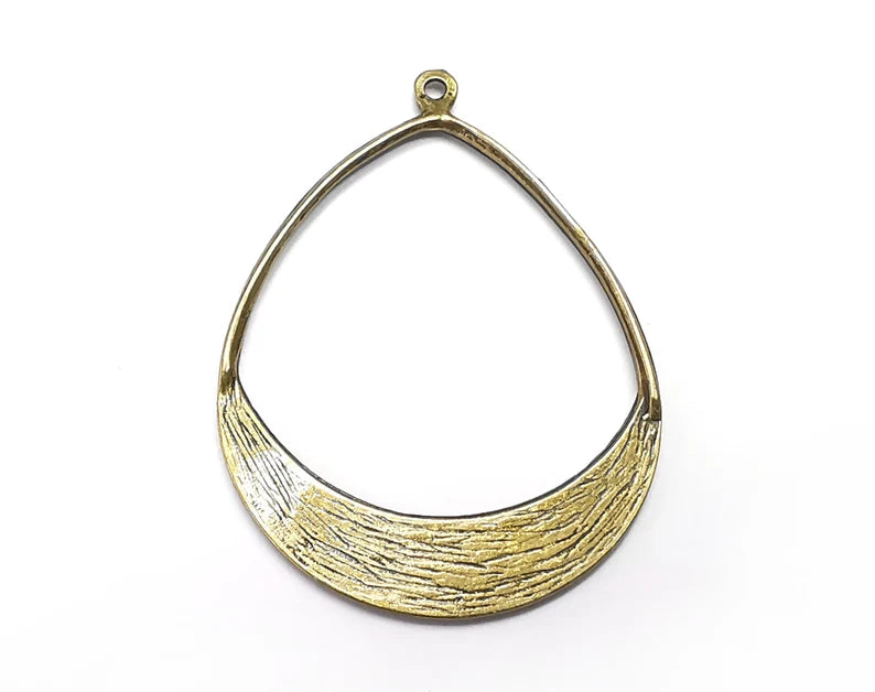 Drop Charms, Brushed Pendant Antique Bronze Plated (47x34mm) G29044