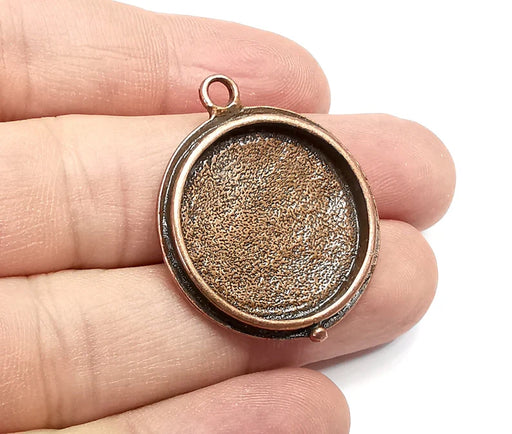 Round Pendant Blanks, Resin Bezel Bases, Mosaic Mountings, Dry flower Frame, Polymer Clay base, Antique Copper Plated (24mm) G29051
