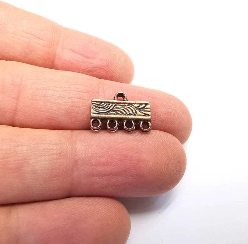 4 Separator Findings, End Bar Findings Antique Copper Plated (16x10mm) G29248