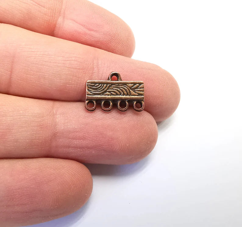 4 Separator Findings, End Bar Findings Antique Copper Plated (16x10mm) G29248
