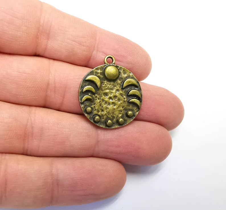 Crescent Moon Charms, Phase of the moon, Antique Bronze Plated Charms (29x25mm) G29250